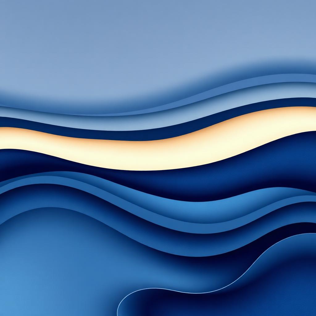 Calm abstract waves in deep navy and cream tones
